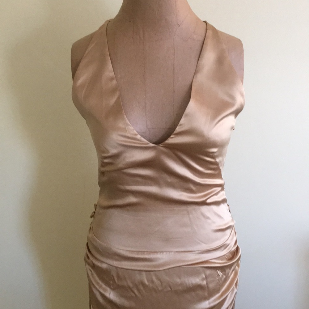 Saks gold silk gown